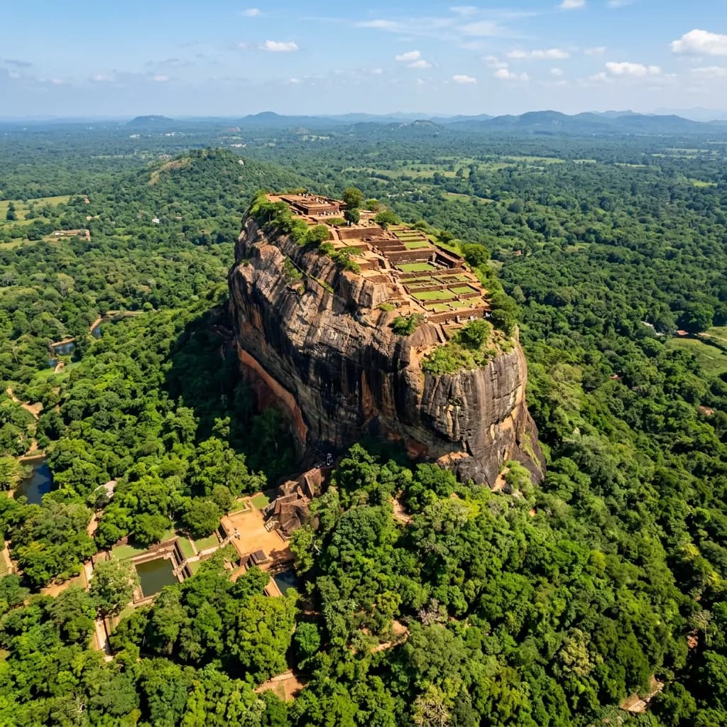 Sigiriya rock fortress rising from the jungle, central Sri Lanka