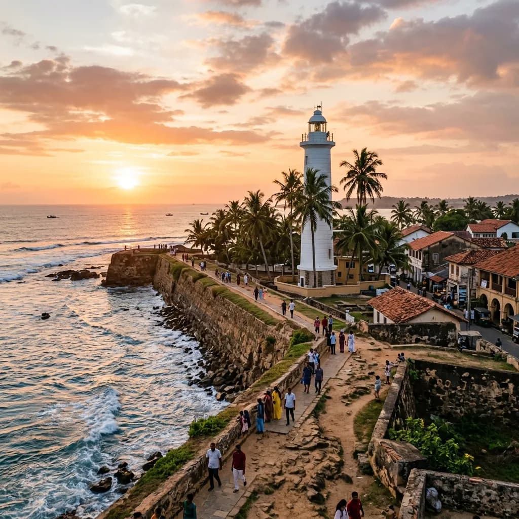 Galle Fort ramparts at sunset — the seventeenth-century Dutch fortification